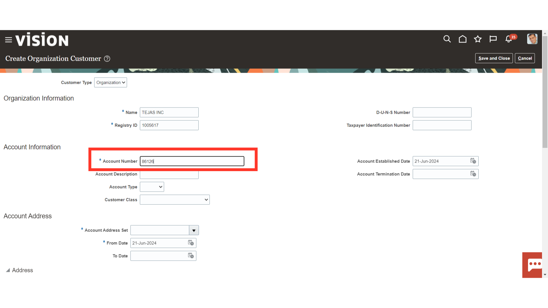 Entering Account Information