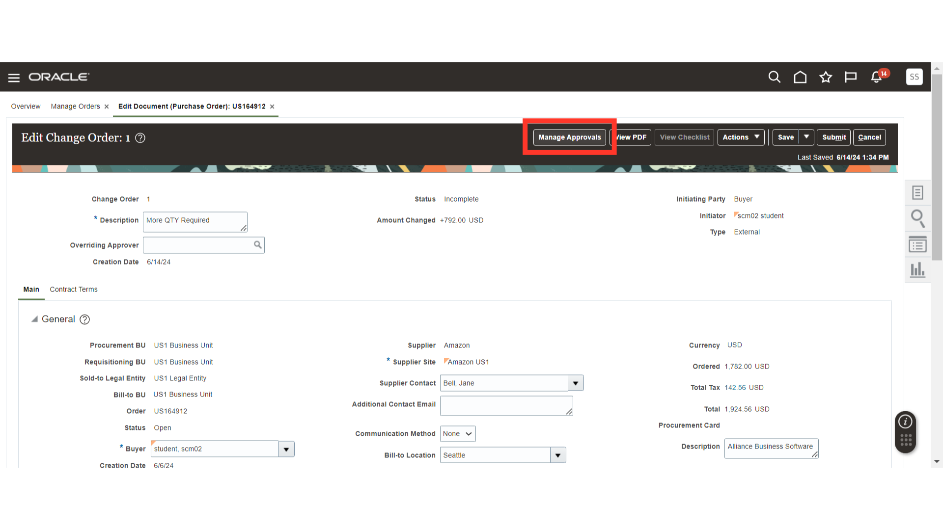 Click 'Manage Approvals'