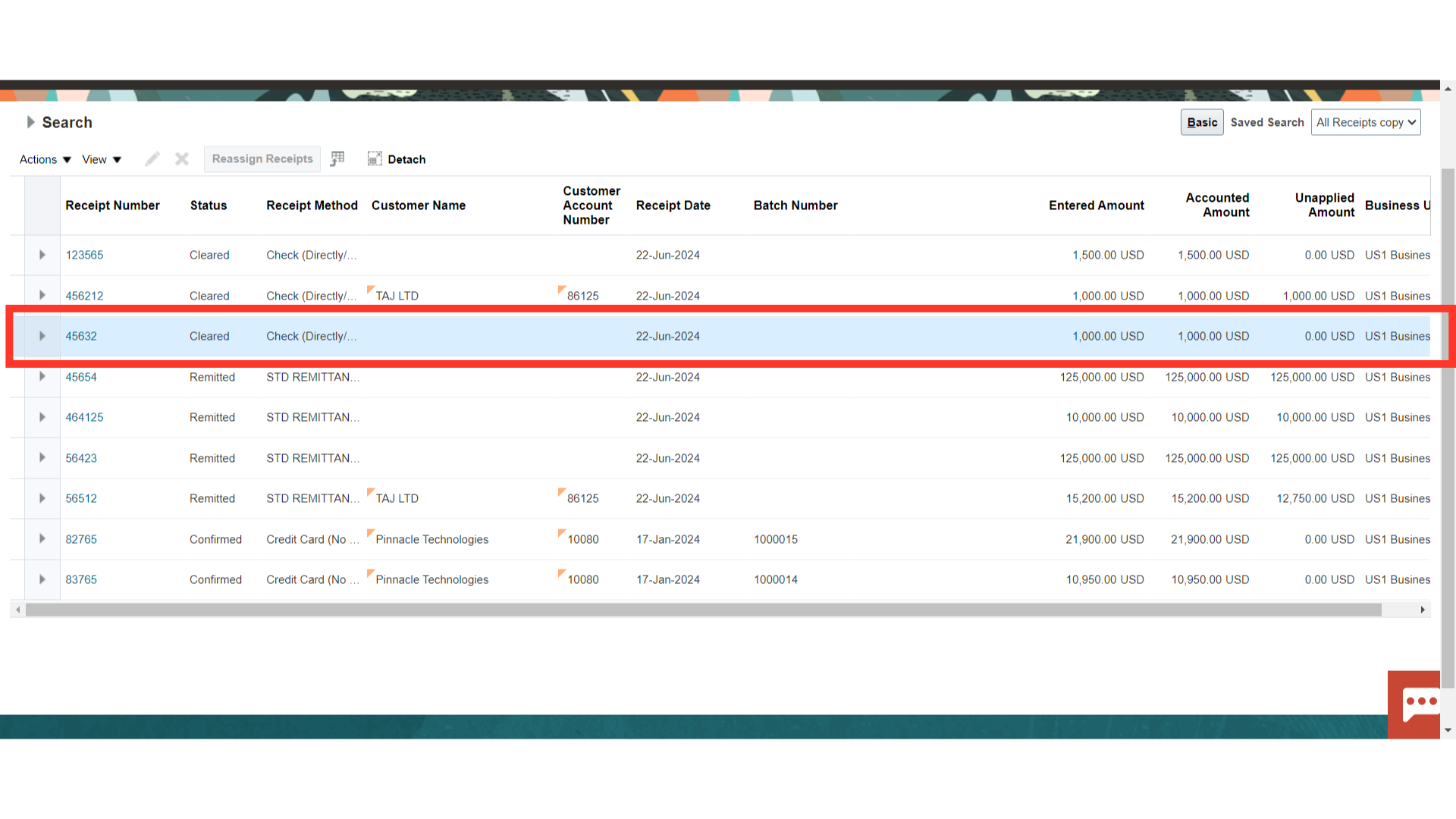 Manage Receipts