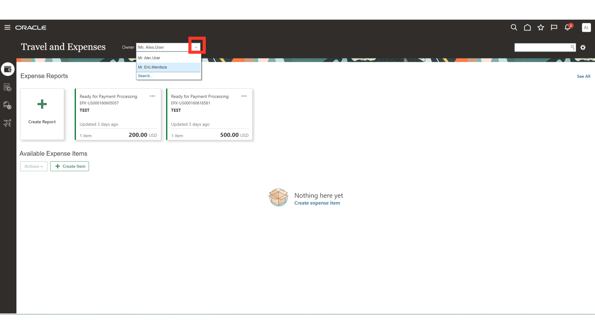 Viewing Delegator Expense reports