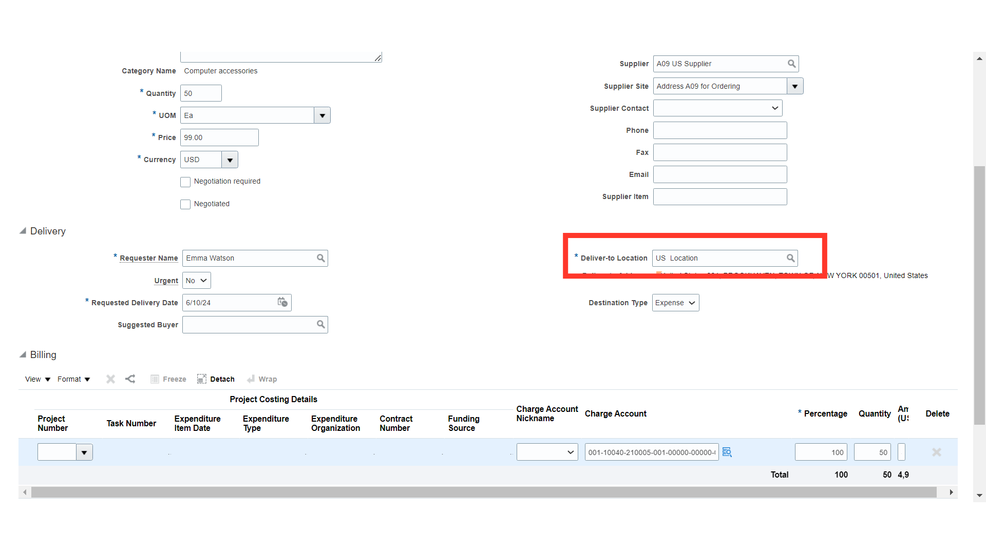 Click 'Tab to the associated search button or type a value. Autocompletes on TAB'