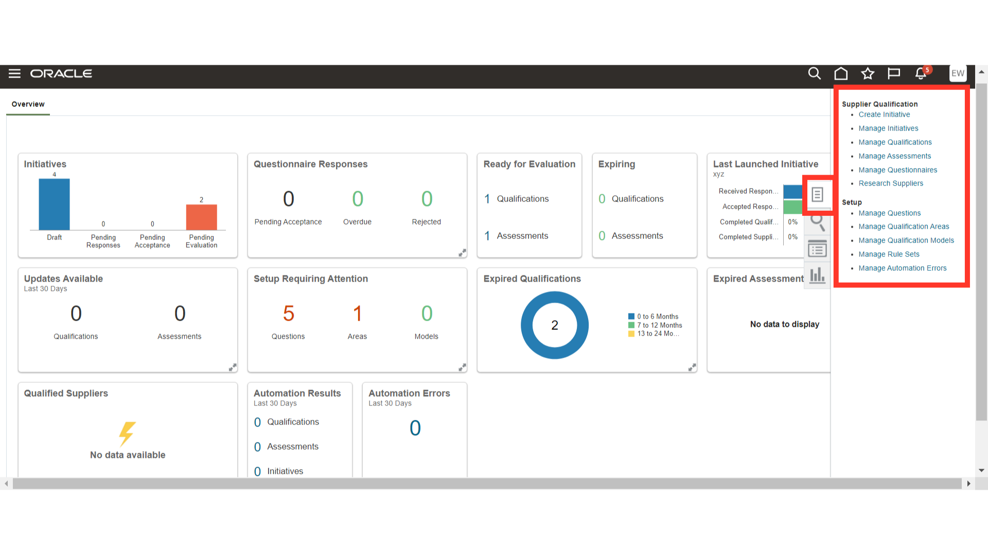 Click 'SetupManage QuestionsManage Qualification AreasManage Qualification ModelsManage Rule SetsManage Automation Errors'