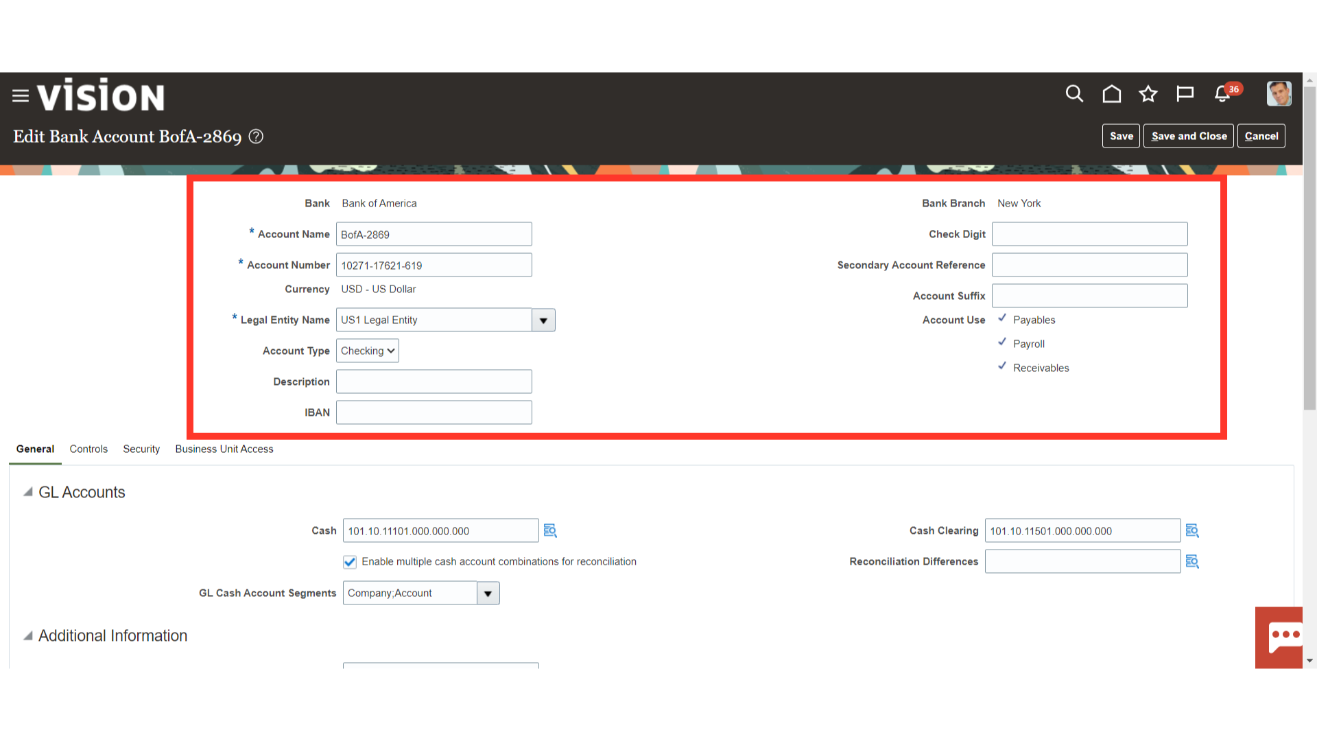 Manage Bank Accounts