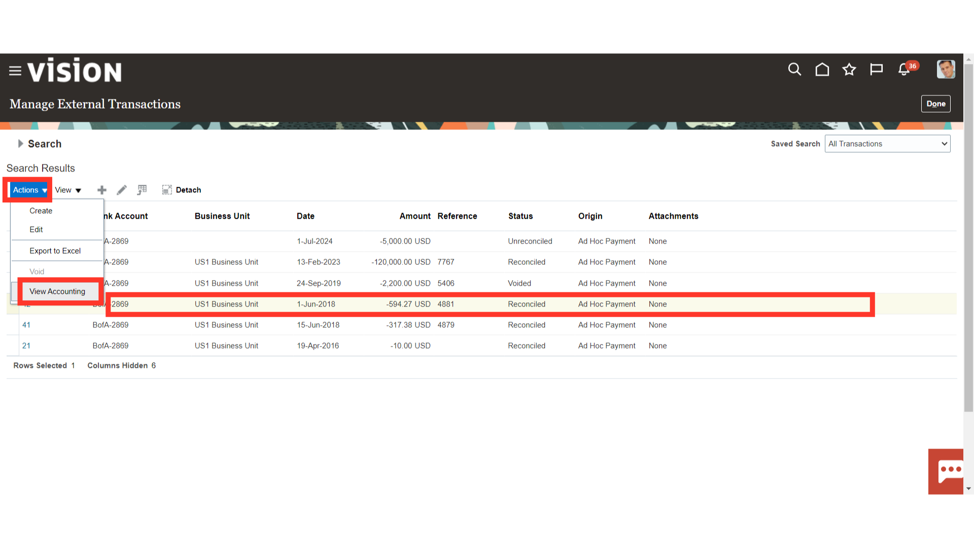 Click 'View Accounting'