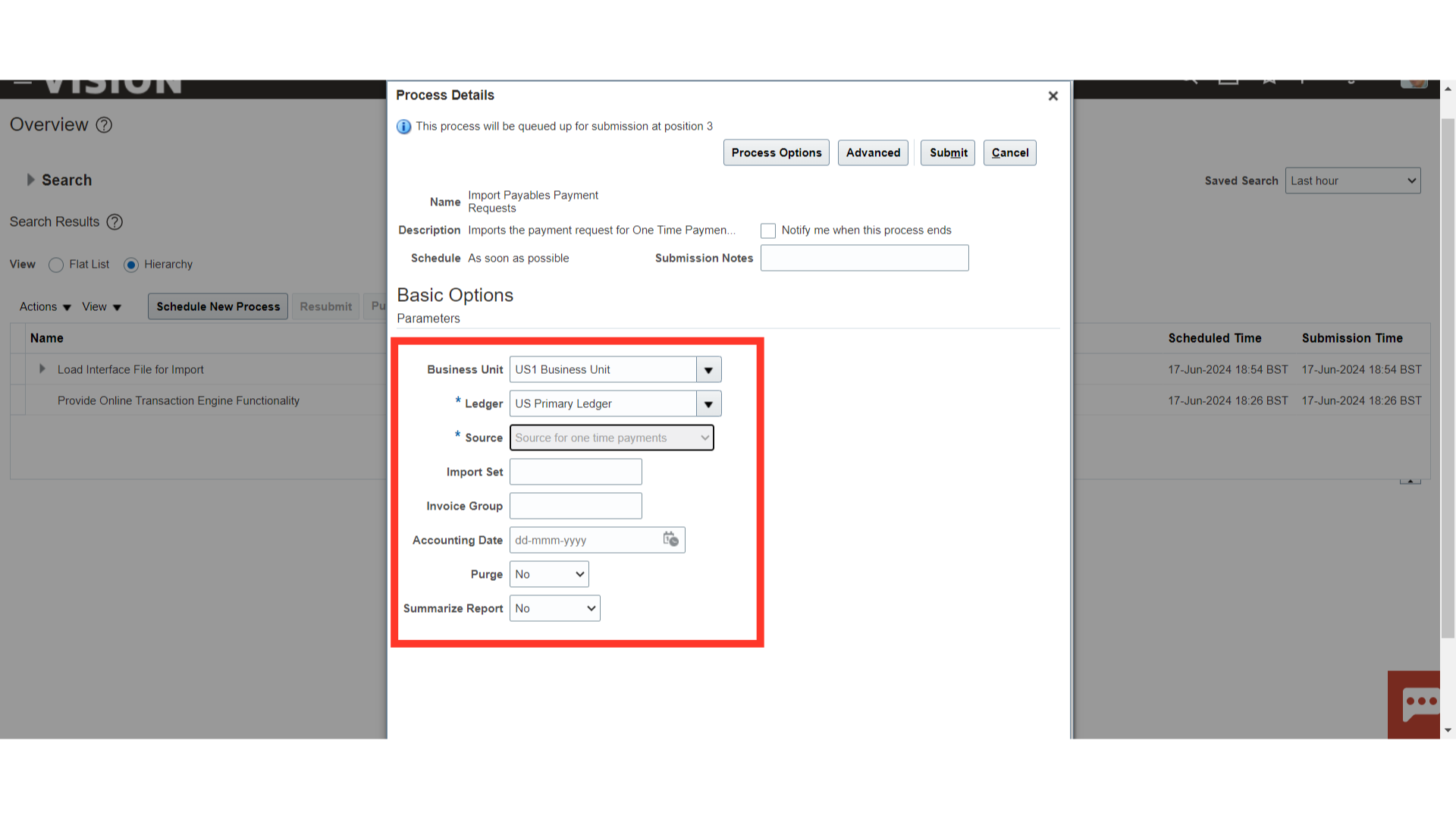 Import Payables Payment Requests