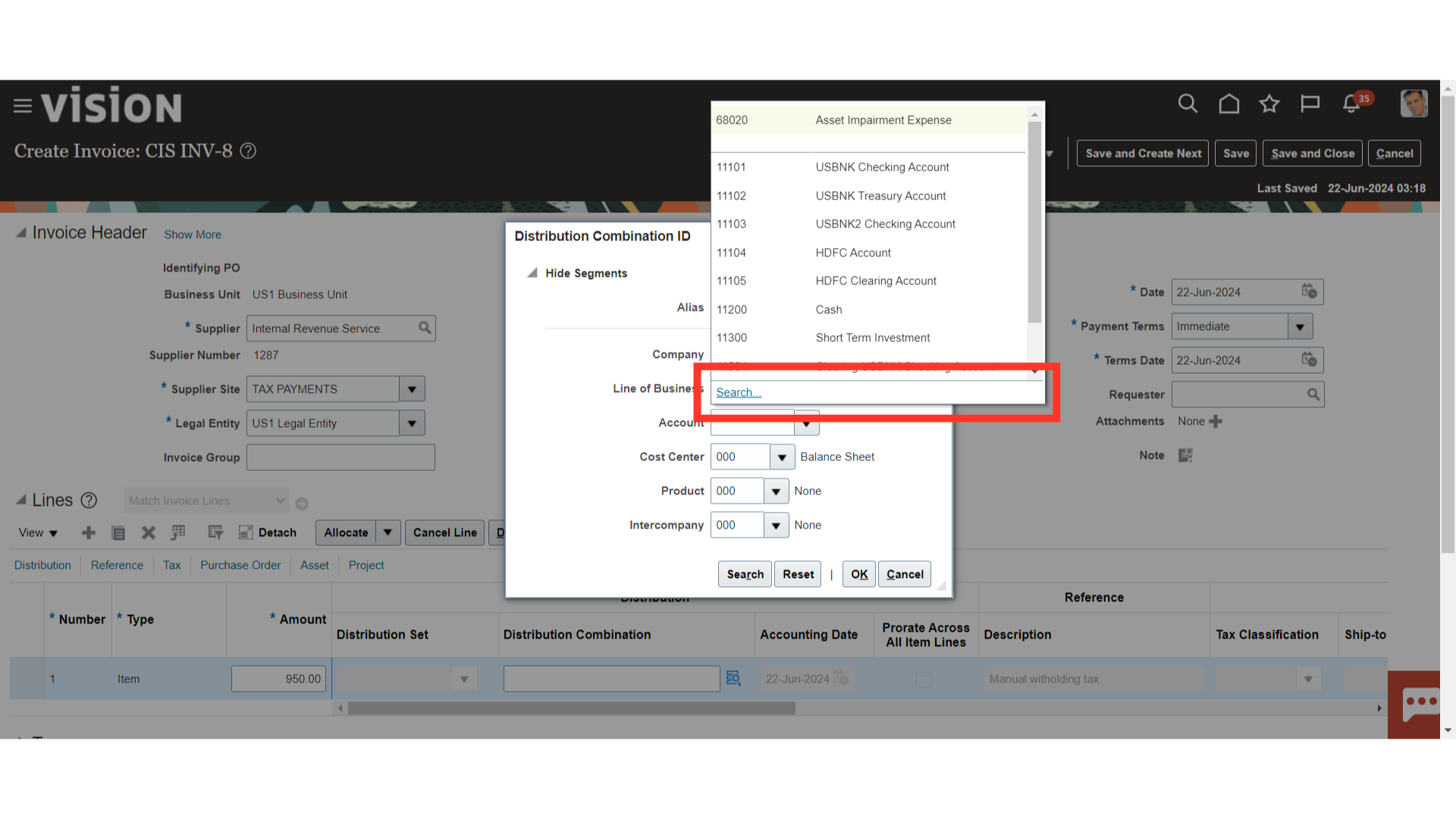 Withholding Invoice -Manually Created