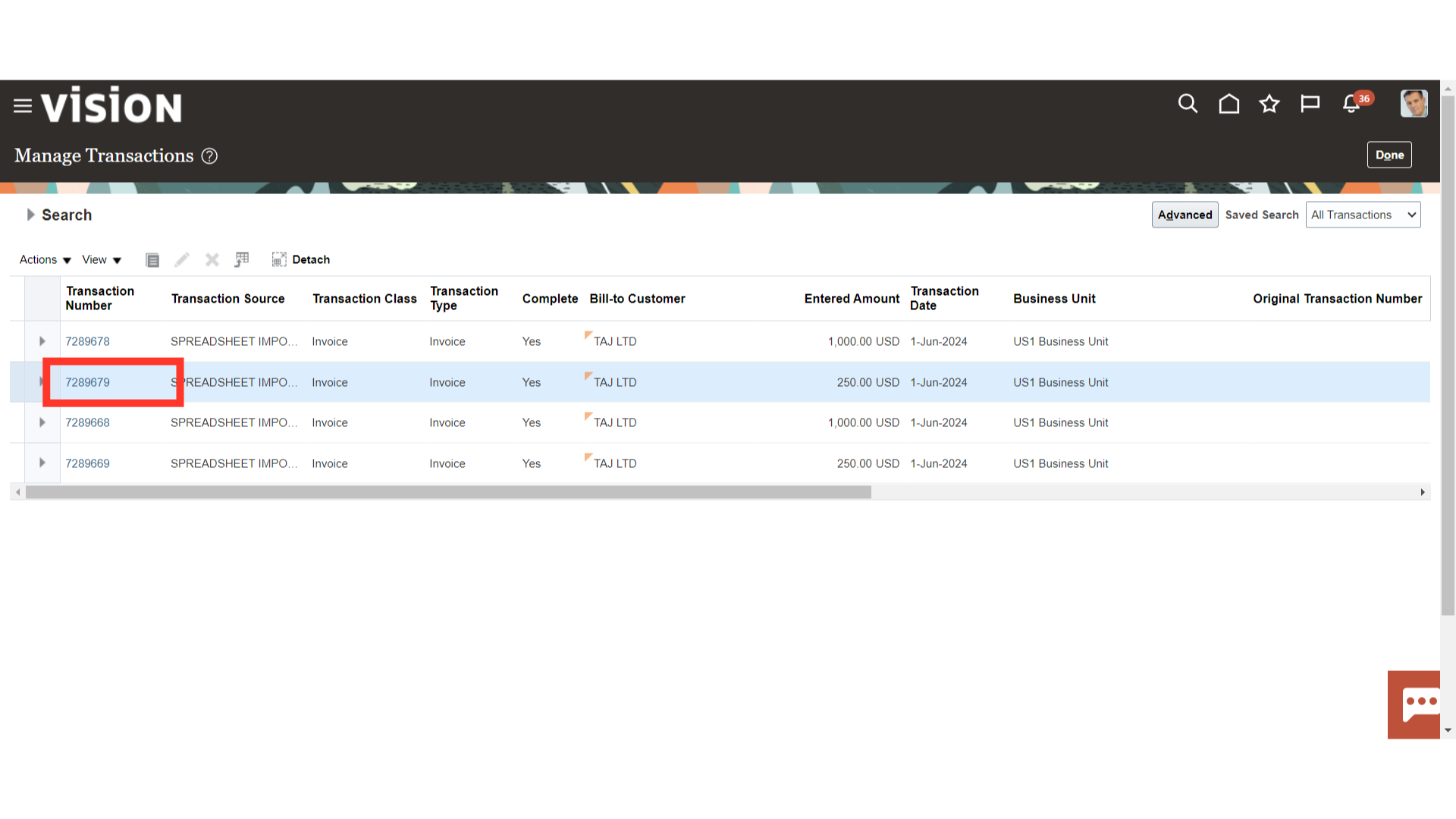 Manage Transactions