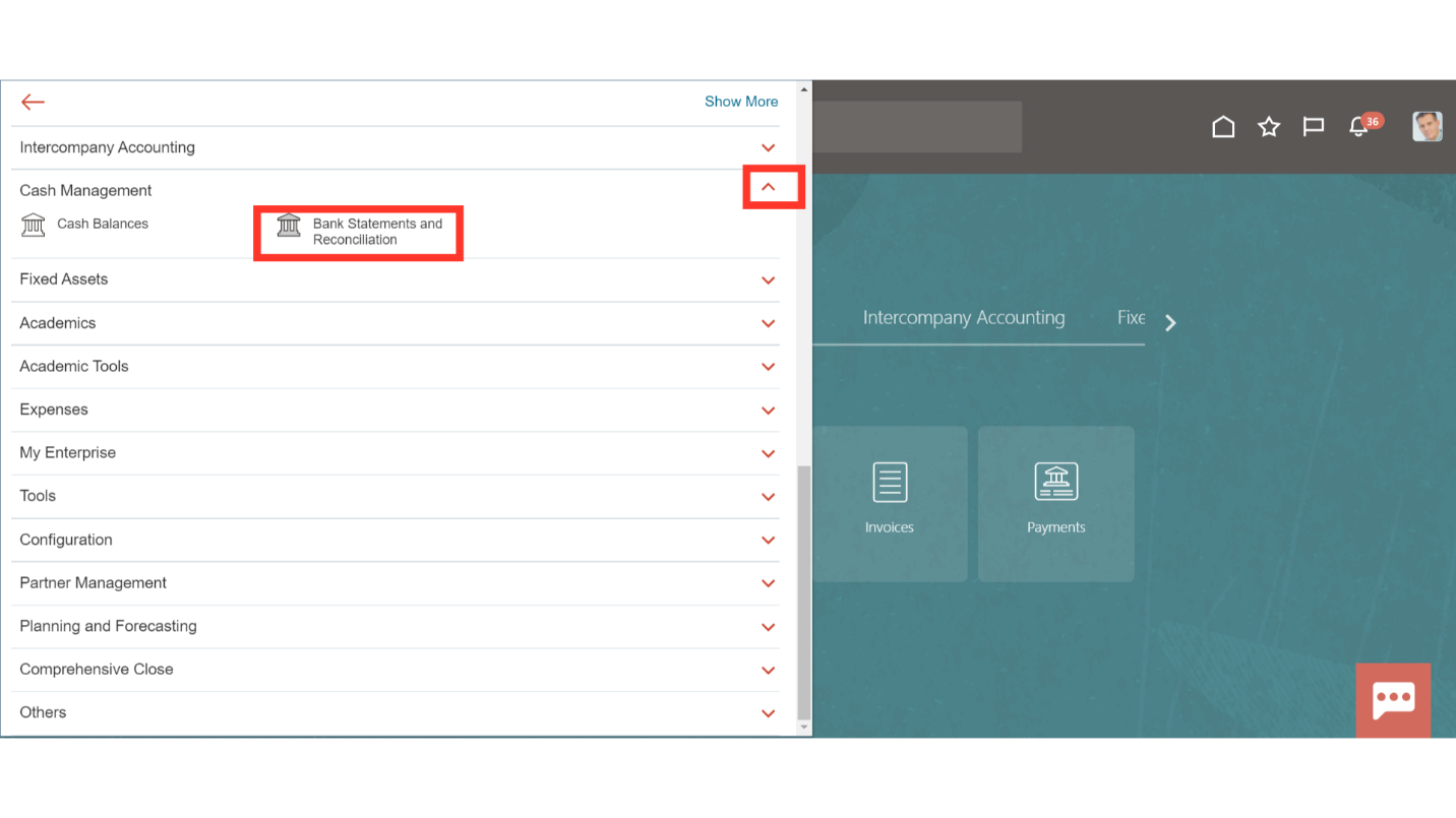 Click 'Bank Statements and Reconciliation'