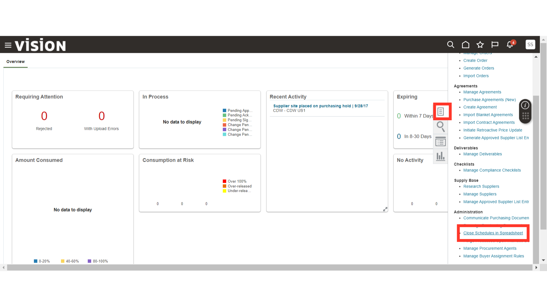 Click 'Close Schedules in Spreadsheet'