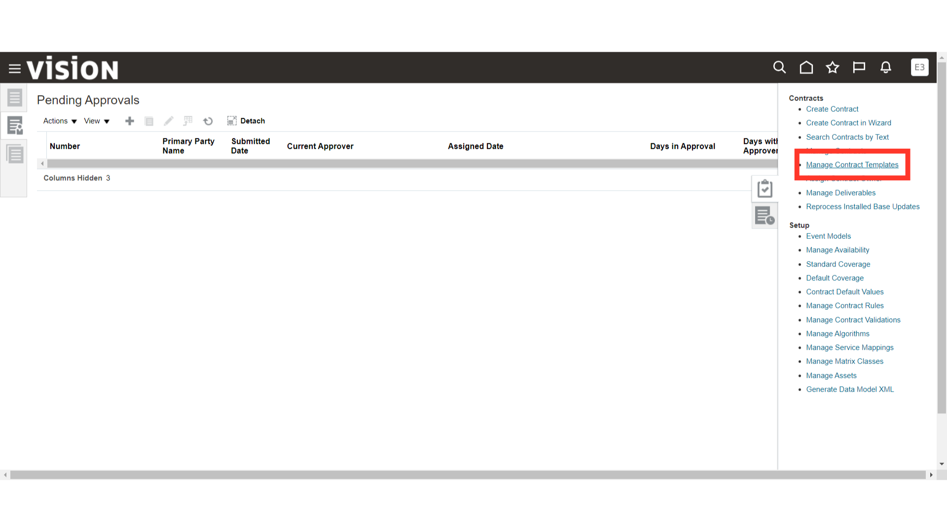 Click 'Manage Contract Templates'