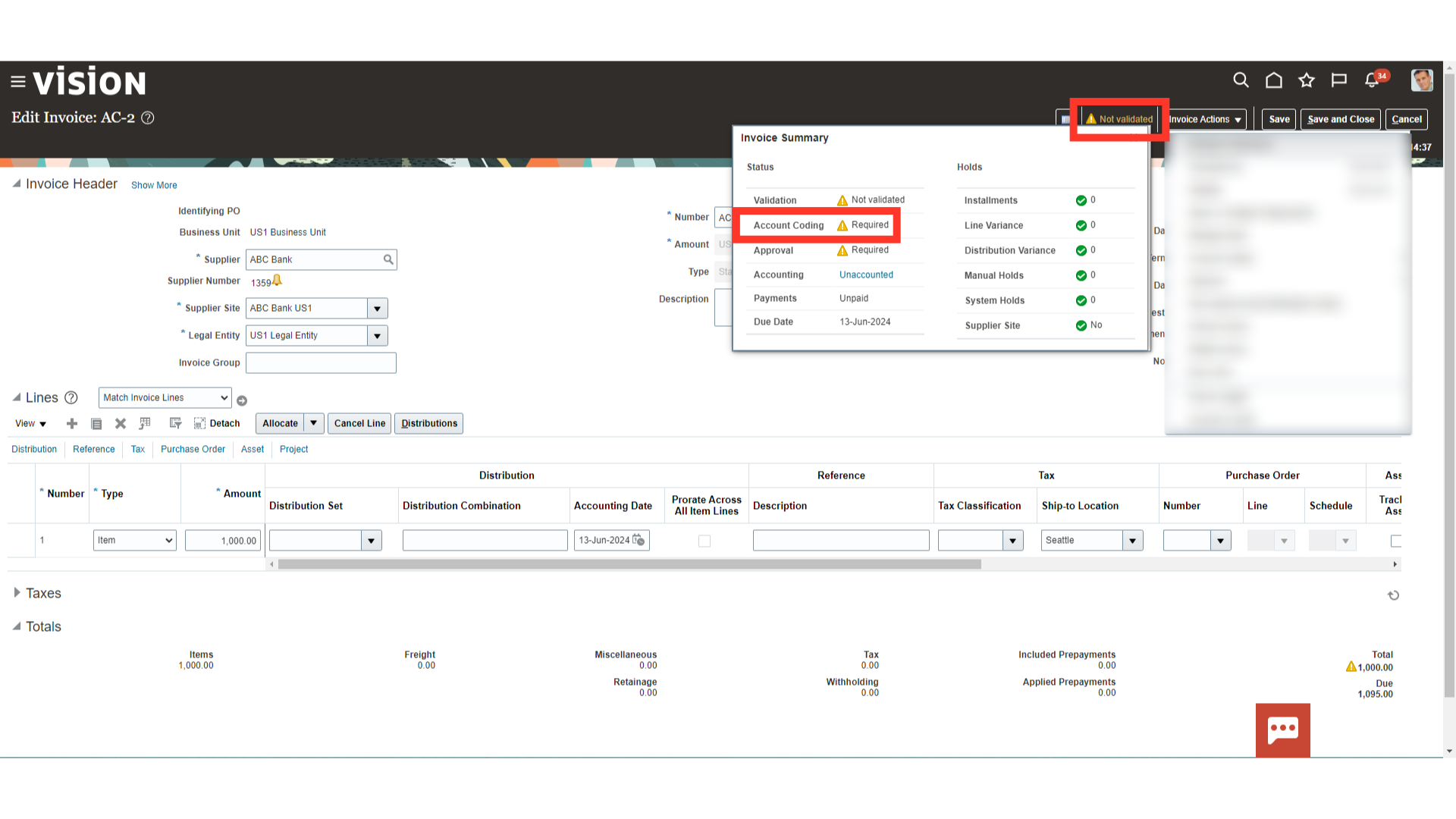 Click 'Invoice Actions'