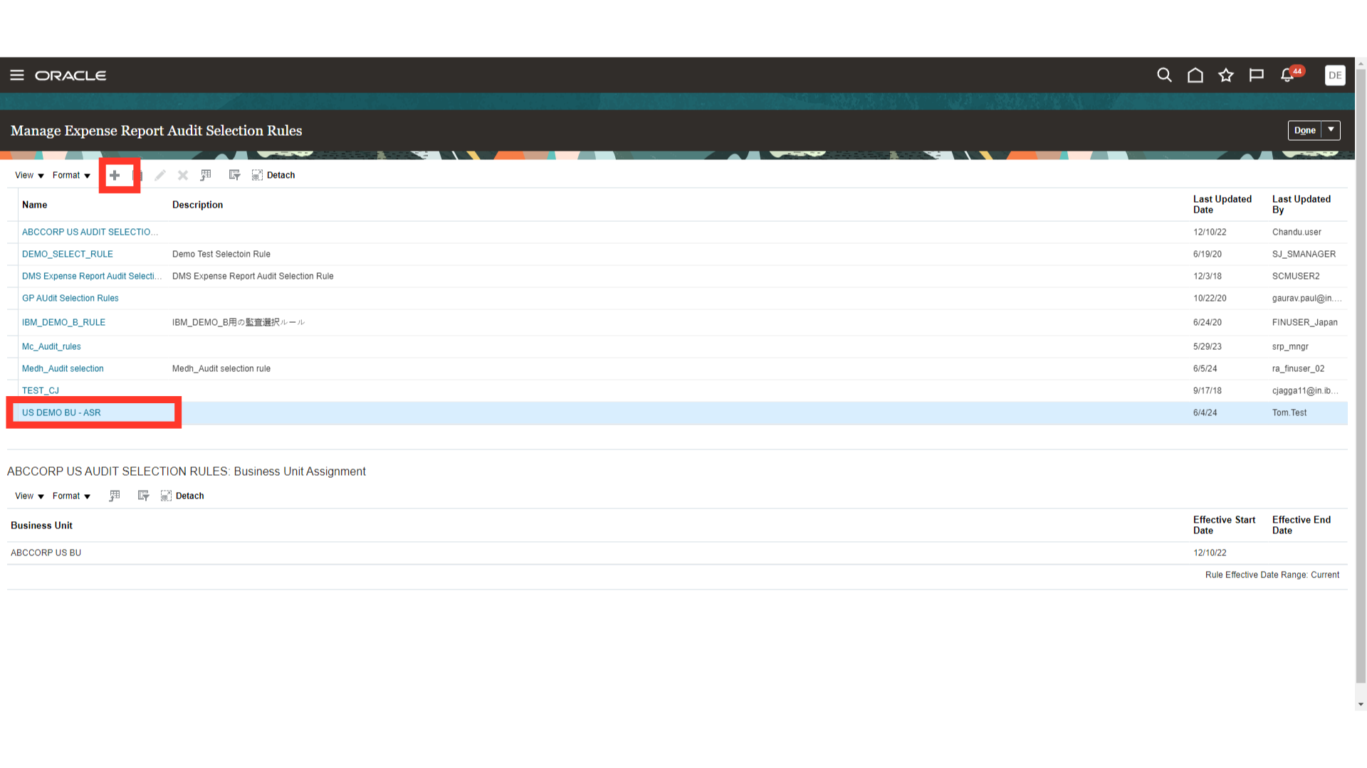 Manage Expense Report Audit Selection Rules