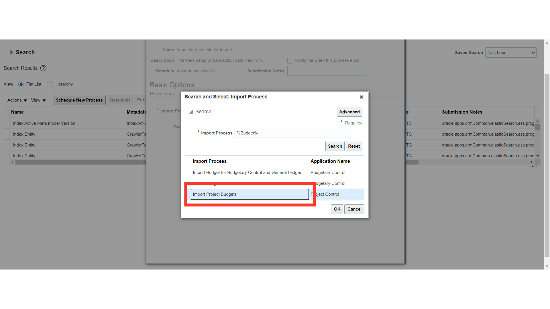 Click 'Import Project Budgets'