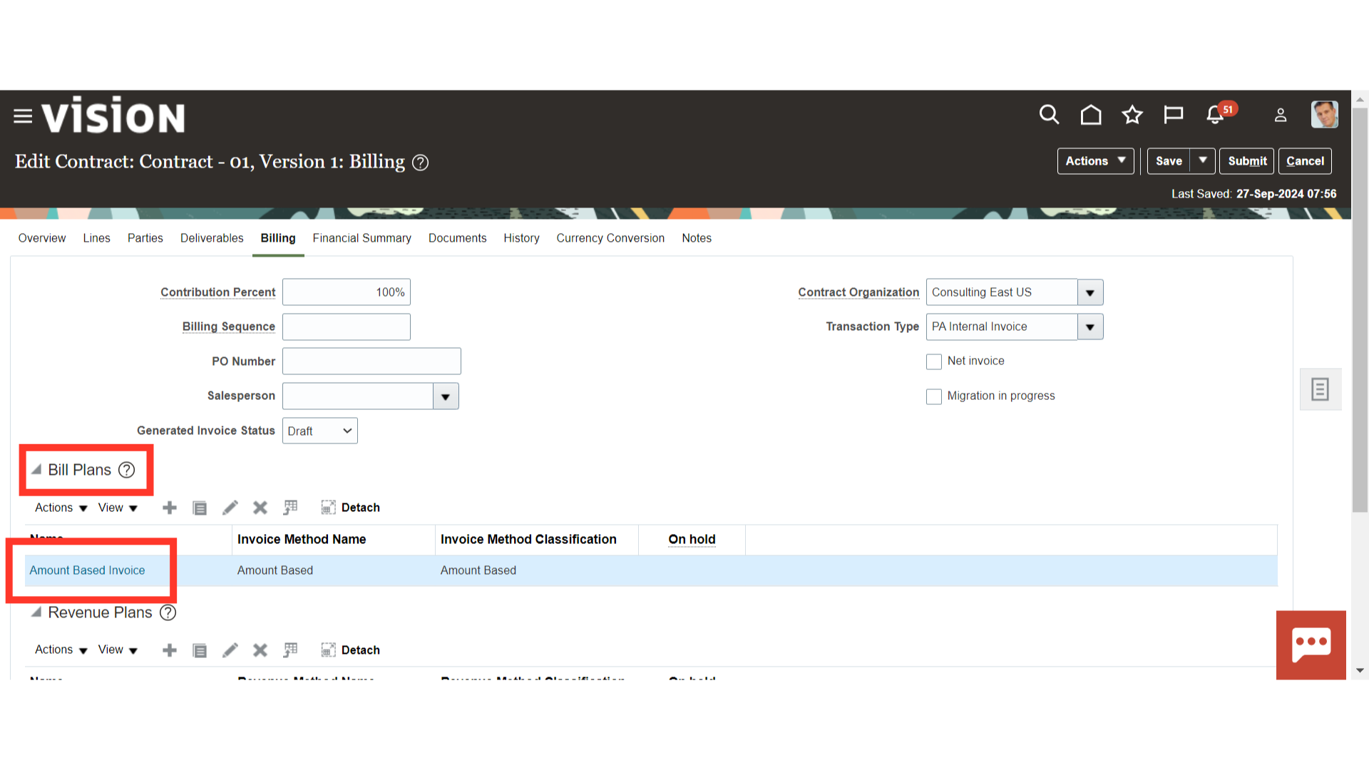 Click 'Amount Based Invoice'