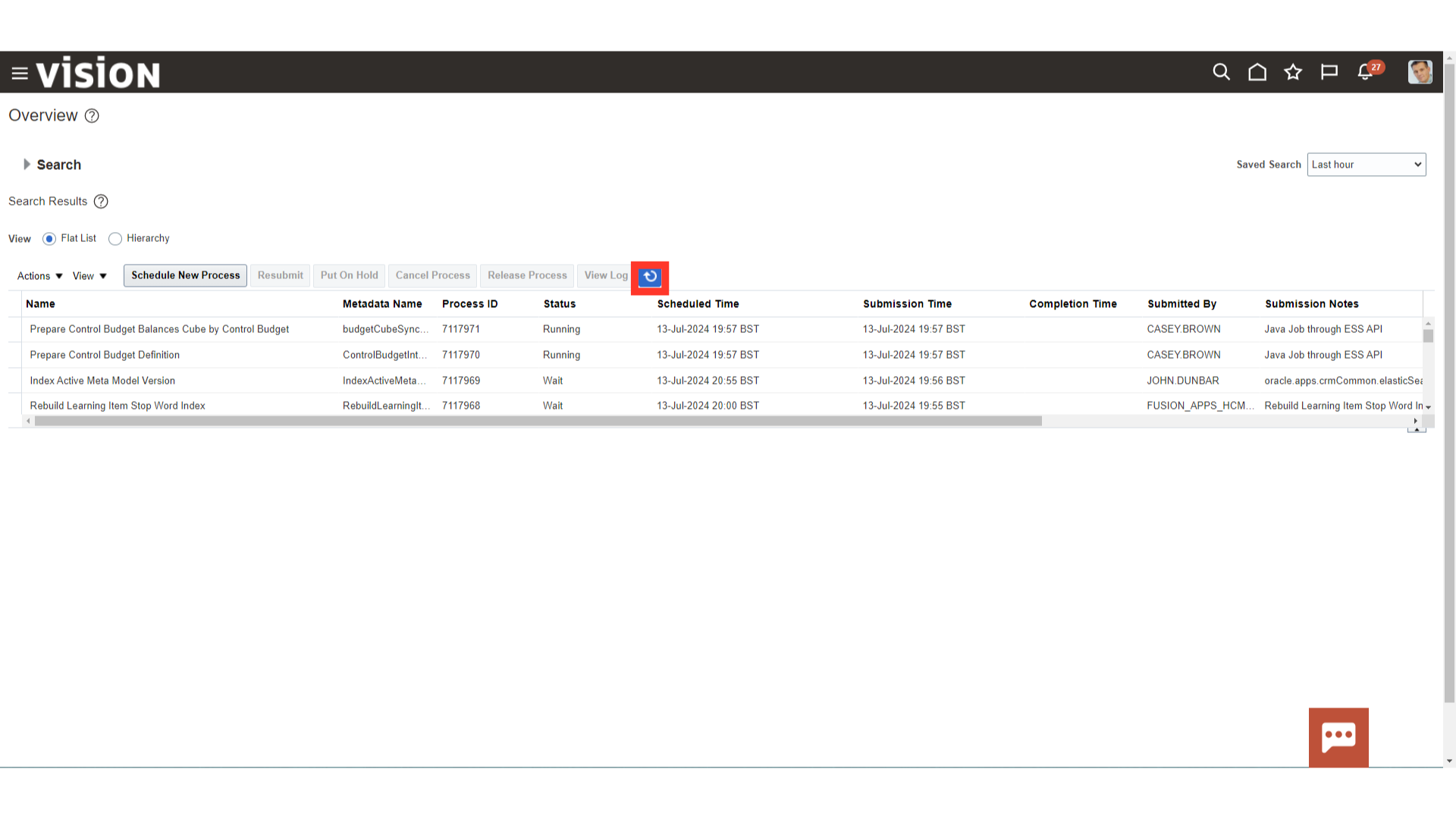 Navigate to Scheduled Process