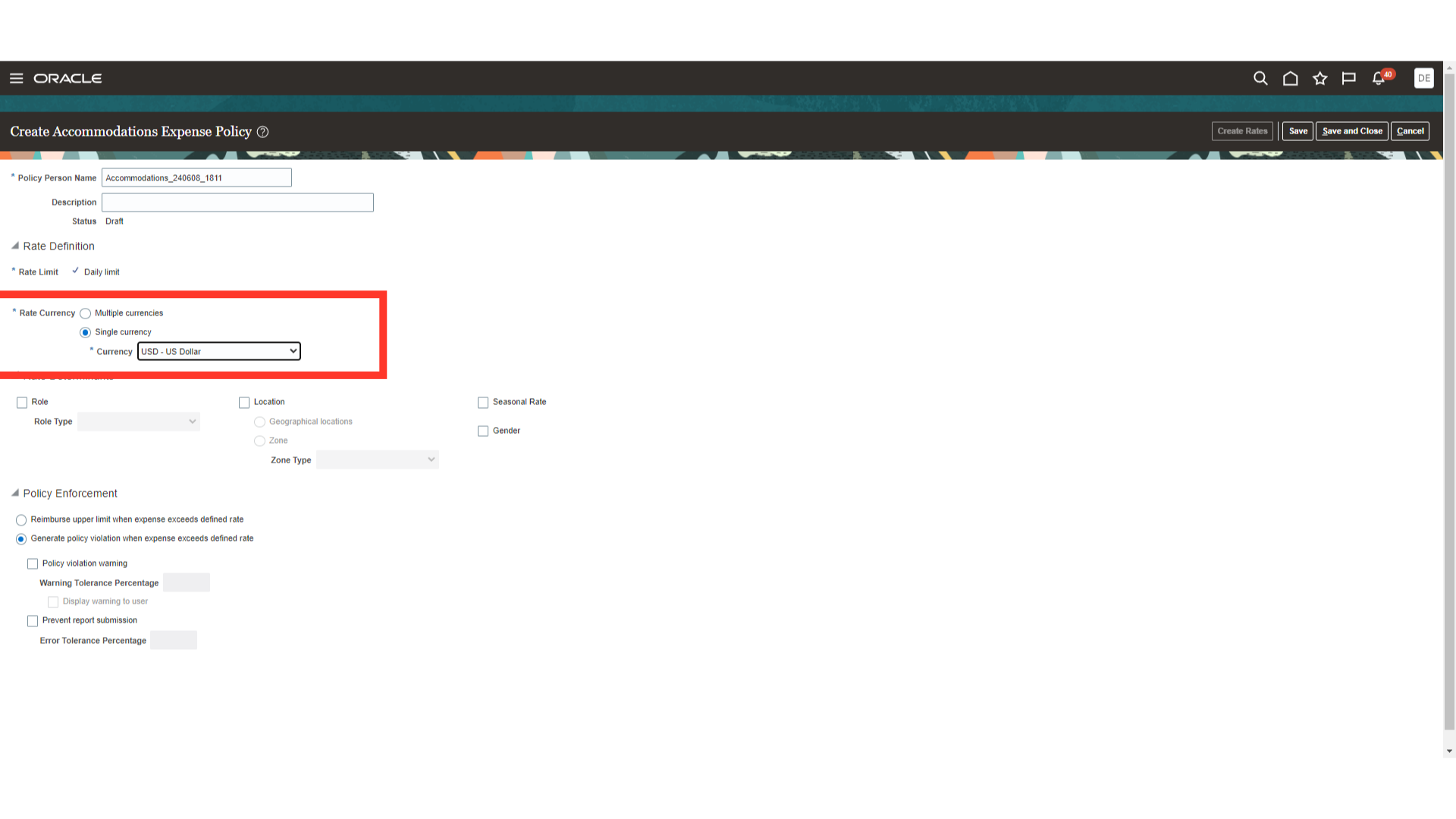 Manage Policies by Expense Category